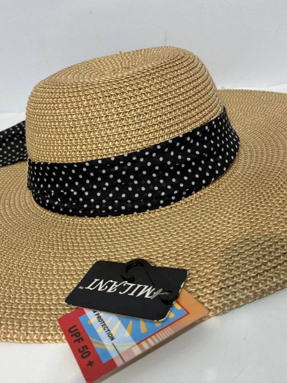 Milani Women’s Straw Sun Hat Floppy Wide Brim Packable Bow 5" Brim - One Size
